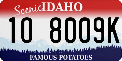 ID license plate 1O8009K