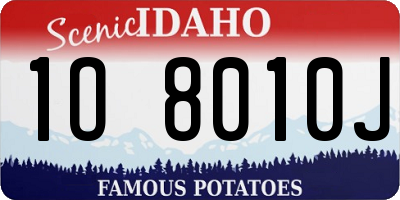 ID license plate 1O8010J