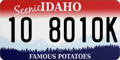 ID license plate 1O8010K