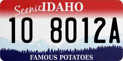 ID license plate 1O8012A
