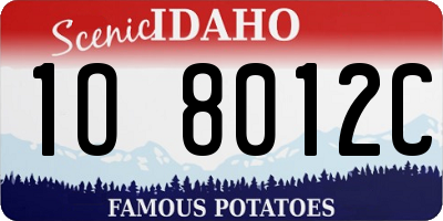 ID license plate 1O8012C