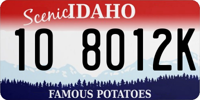 ID license plate 1O8012K
