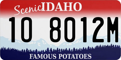 ID license plate 1O8012M