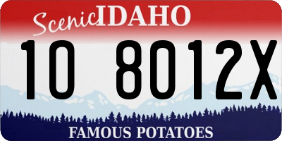 ID license plate 1O8012X