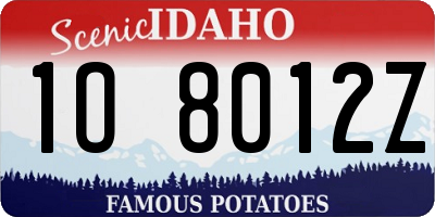 ID license plate 1O8012Z