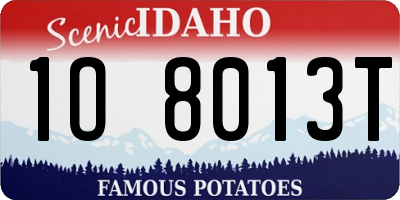 ID license plate 1O8013T