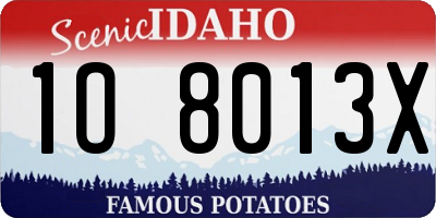ID license plate 1O8013X