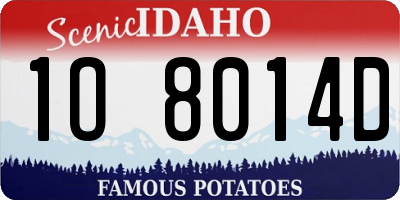 ID license plate 1O8014D