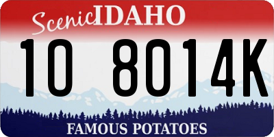ID license plate 1O8014K