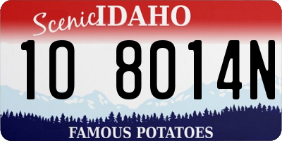 ID license plate 1O8014N