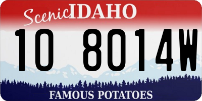 ID license plate 1O8014W