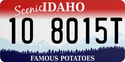 ID license plate 1O8015T