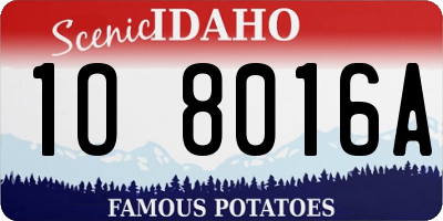 ID license plate 1O8016A