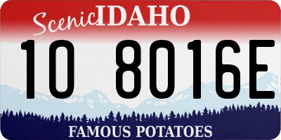 ID license plate 1O8016E