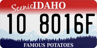 ID license plate 1O8016F