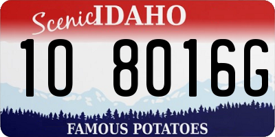 ID license plate 1O8016G