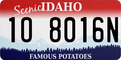ID license plate 1O8016N