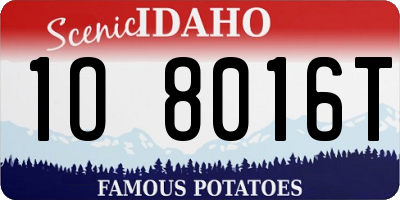 ID license plate 1O8016T