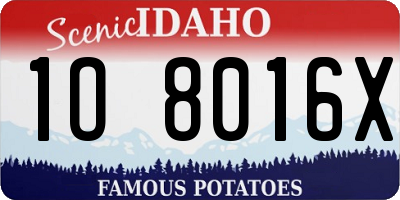 ID license plate 1O8016X