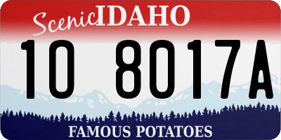ID license plate 1O8017A