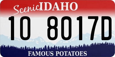 ID license plate 1O8017D