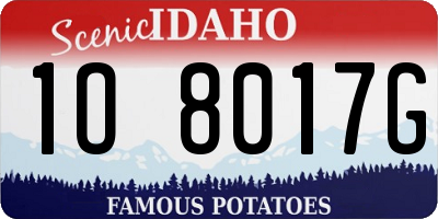 ID license plate 1O8017G
