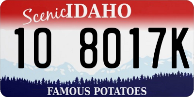 ID license plate 1O8017K