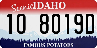 ID license plate 1O8019D