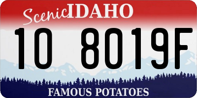 ID license plate 1O8019F