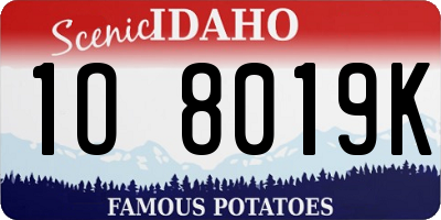 ID license plate 1O8019K