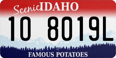 ID license plate 1O8019L