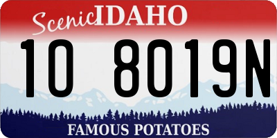 ID license plate 1O8019N