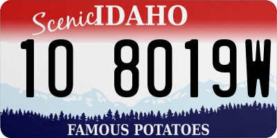 ID license plate 1O8019W