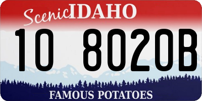 ID license plate 1O8020B