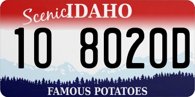 ID license plate 1O8020D