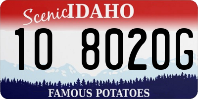 ID license plate 1O8020G