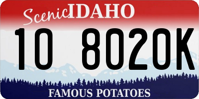 ID license plate 1O8020K