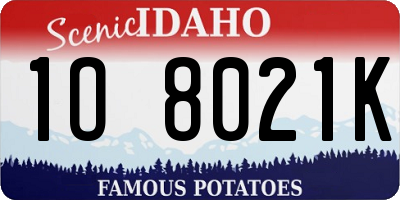 ID license plate 1O8021K