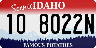 ID license plate 1O8022N