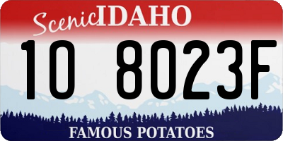ID license plate 1O8023F