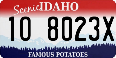 ID license plate 1O8023X