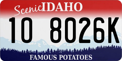 ID license plate 1O8026K