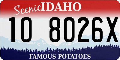 ID license plate 1O8026X