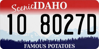 ID license plate 1O8027D