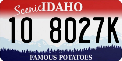 ID license plate 1O8027K