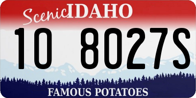 ID license plate 1O8027S
