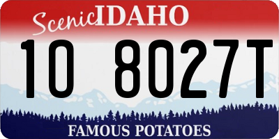 ID license plate 1O8027T