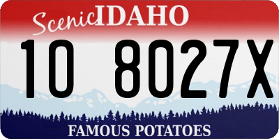 ID license plate 1O8027X