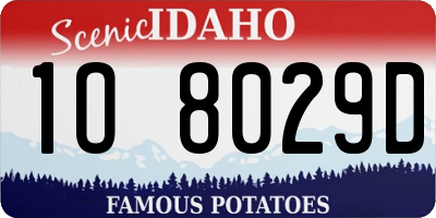 ID license plate 1O8029D