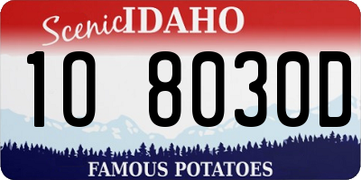 ID license plate 1O8030D